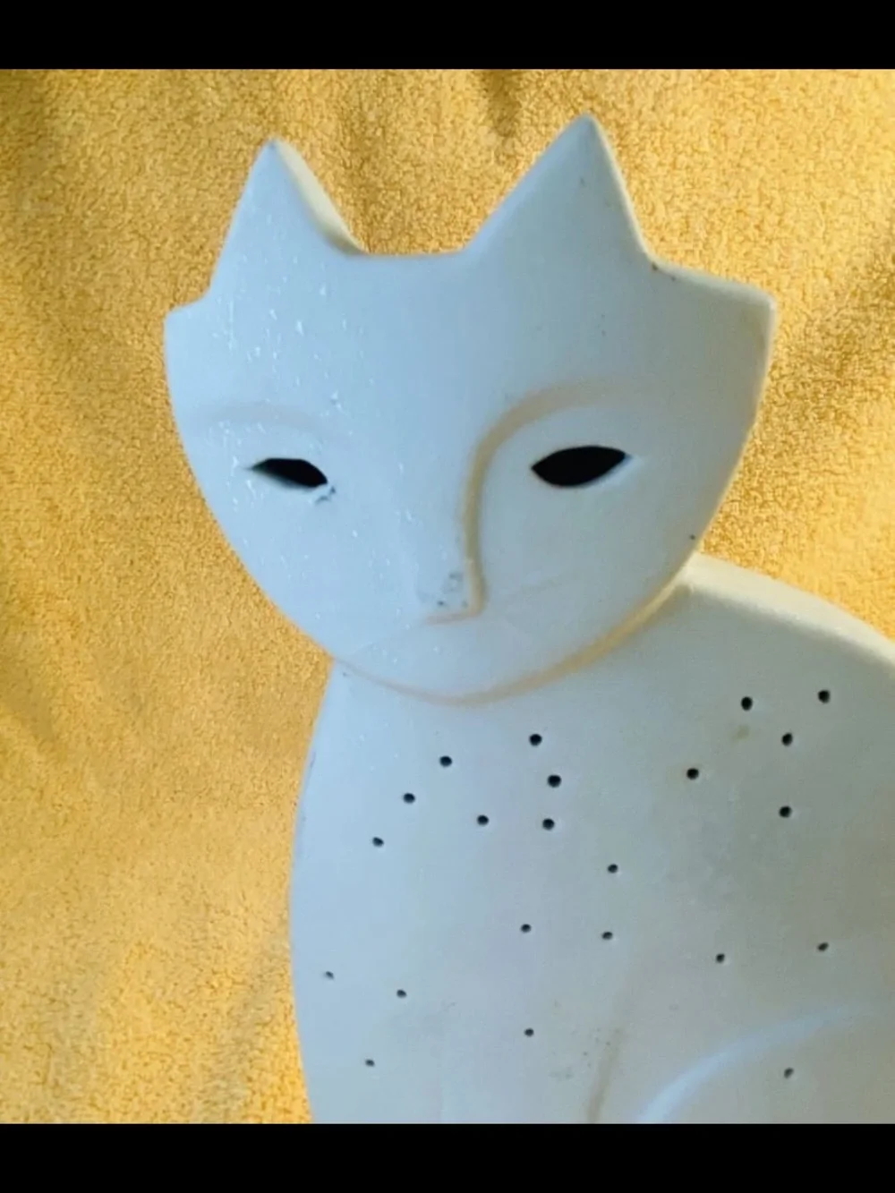 Starry Nights White Ceramic White Cat Lamp Peter Shoebridge RARE HTF OOAK